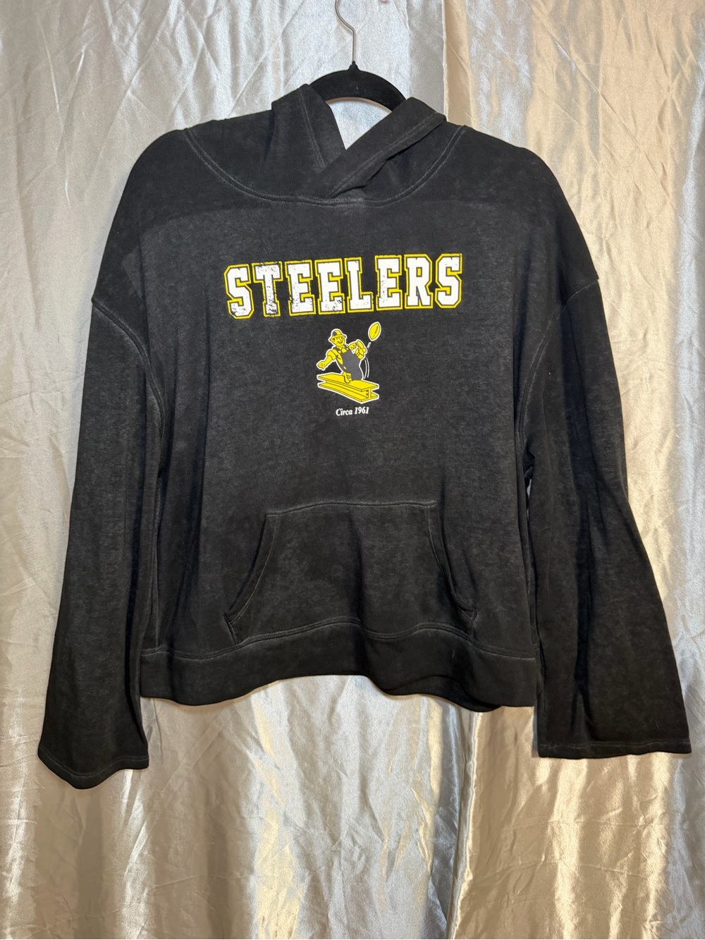 Pittsburgh Steelers Womens Cropped Hoodie Pullover NFL Football Size XL